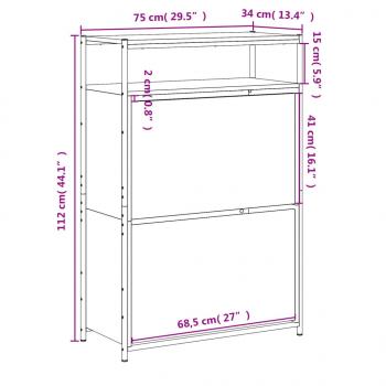 Schuhschrank Räuchereiche 75x34x112 cm Holzwerkstoff