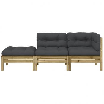 Gartensofa mit Kissen und Hocker 2-Sitzer