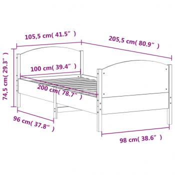 Massivholzbett ohne Matratze 100x200 cm Kiefernholz