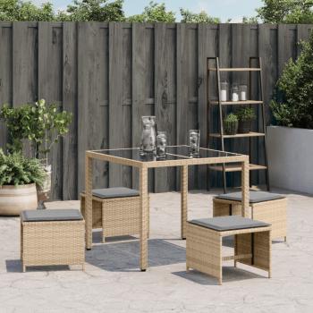 Gartenhocker Kissen 4Stk. Beigemischung 41x41x36 cm Poly Rattan