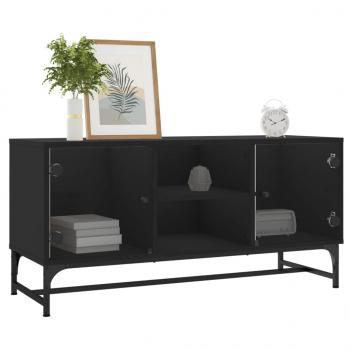 TV-Schrank mit Glastüren Schwarz 102x37x50 cm