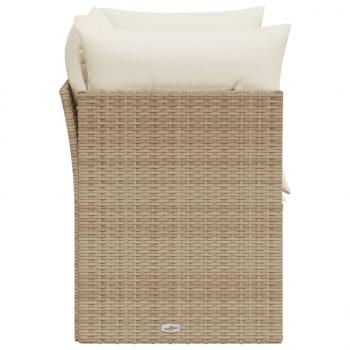 Gartensofa mit Kissen 2-Sitzer Beige Poly Rattan