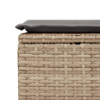 Gartenhocker mit Kissen Beige 55x55x37 cm Poly Rattan