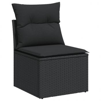 Gartensofa ohne Armlehnen mit Kissen Schwarz Poly Rattan