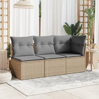 Garten-Ecksofa mit Kissen Beige Poly Rattan