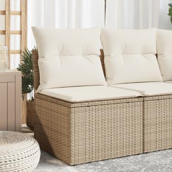 ARDEBO.de - Gartensofa ohne Armlehnen mit Kissen Beige Poly Rattan