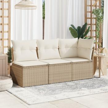 Gartensofa ohne Armlehnen mit Kissen Beige Poly Rattan