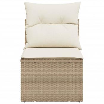 Gartensofa ohne Armlehnen mit Kissen Beige Poly Rattan