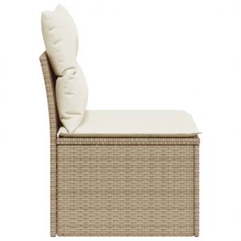 Gartensofa ohne Armlehnen mit Kissen Beige Poly Rattan