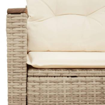 Gartensofa mit Kissen 2-Sitzer Beige Poly Rattan