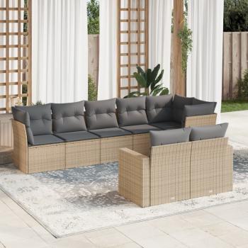 ARDEBO.de - 8-tlg. Garten-Sofagarnitur mit Kissen Beige Poly Rattan