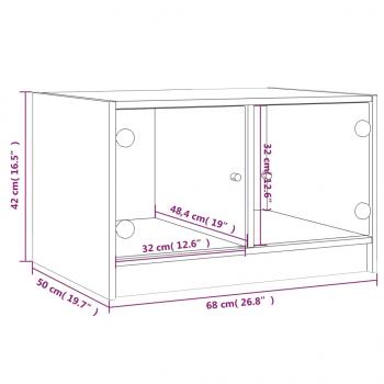 Couchtisch mit Glastüren Braun Eichen-Optik 68x50x42 cm