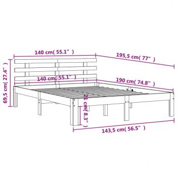 Massivholzbett ohne Matratze Wachsbraun 140x190 cm Kiefernholz