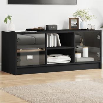 ARDEBO.de - TV-Schrank mit Glastüren Schwarz 102x37x42 cm