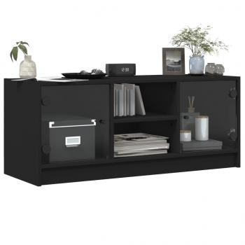 TV-Schrank mit Glastüren Schwarz 102x37x42 cm