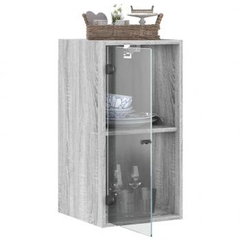 Wandschrank mit Glastüren Grau Sonoma 35x37x68,5 cm