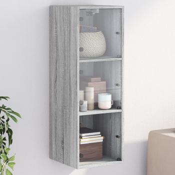 ARDEBO.de - Wandschrank mit Glastüren Grau Sonoma 35x37x100 cm