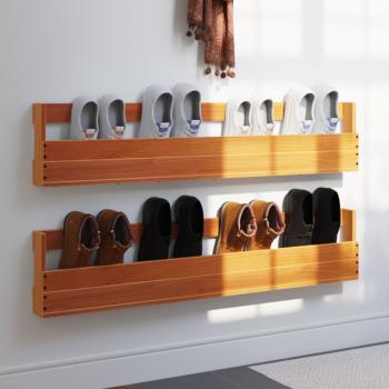 ARDEBO.de - Wand-Schuhregale 2 Stk. Wachsbraun 110x8,5x23,5 cm Massivholz