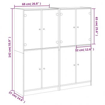 Bücherschrank mit Türen Betongrau 136x37x142 cm Holzwerkstoff