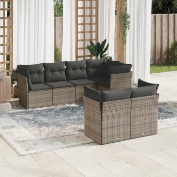 ARDEBO.de - 7-tlg. Garten-Sofagarnitur mit Kissen Grau Poly Rattan