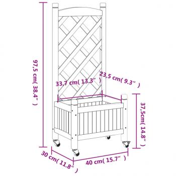 Pflanzkübel mit Rankgitter und Rollen Braun Massivholz Tanne