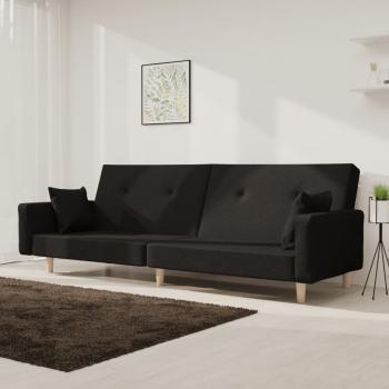 ARDEBO.de - Schlafsofa 2-Sitzer mit 2 Kissen Schwarz Stoff