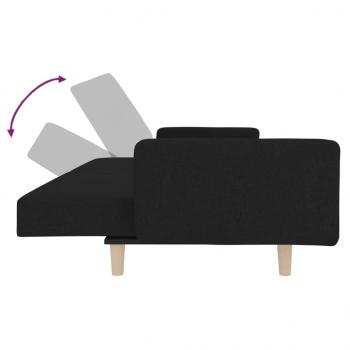 Schlafsofa 2-Sitzer mit 2 Kissen Schwarz Stoff