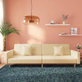 ARDEBO.de - Schlafsofa 2-Sitzer mit 2 Kissen Creme Stoff