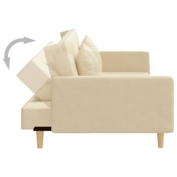 Schlafsofa 2-Sitzer mit 2 Kissen Creme Stoff