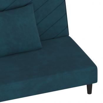 Schlafsofa 2-Sitzer mit 2 Kissen Blau Samt