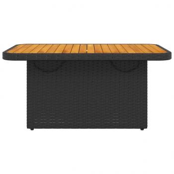 Gartentisch Schwarz 90x55x71 cm Poly Rattan und Akazienholz