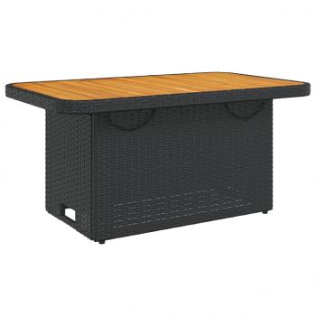 Gartentisch Schwarz 90x55x71 cm Poly Rattan und Akazienholz