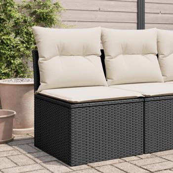 ARDEBO.de - Gartensofa ohne Armlehnen mit Kissen Schwarz Poly Rattan