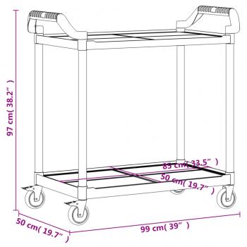 Rollwagen mit 2 Etagen Grau 99x50x97 cm Aluminium