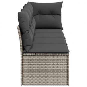 Gartensofa mit Kissen 4-Sitzer Grau Poly Rattan