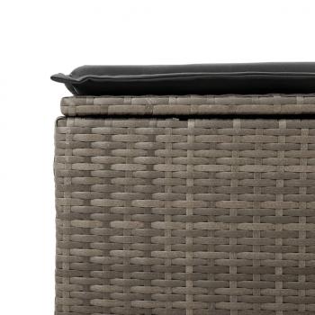 Gartenhocker mit Kissen Grau 55x55x37 cm Poly Rattan