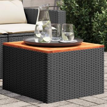 ARDEBO.de - Gartentisch Schwarz 55x55x37 cm Poly Rattan und Akazienholz