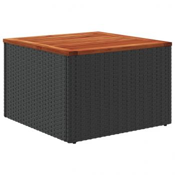 Gartentisch Schwarz 55x55x37 cm Poly Rattan und Akazienholz