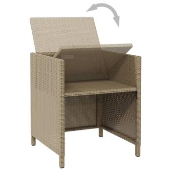 Garten-Essstühle mit Kissen 4 Stk. Beige Poly Rattan