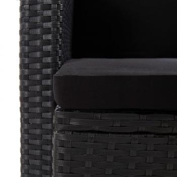 2-Sitzer-Gartensofa mit Auflagen Schwarz Poly Rattan