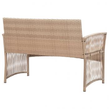 4-tlg. Garten-Lounge-Set mit Auflage Poly Rattan Beige