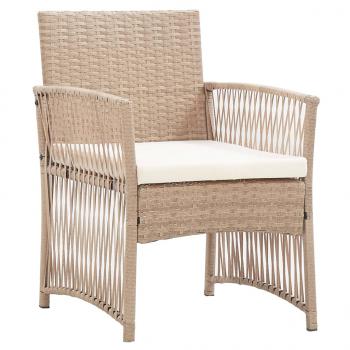 4-tlg. Garten-Lounge-Set mit Auflage Poly Rattan Beige