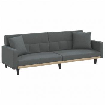 Schlafsofa mit Kissen Dunkelgrau Stoff