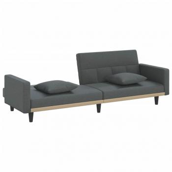 Schlafsofa mit Kissen Dunkelgrau Stoff