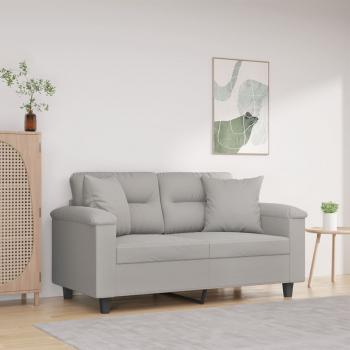 ARDEBO.de - 2-Sitzer-Sofa mit Kissen Hellgrau 120 cm Mikrofasergewebe