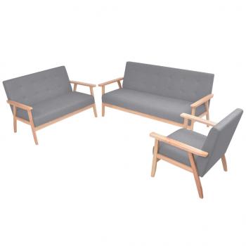 ARDEBO.de - Sofa-Set 3-tlg. Stoff Hellgrau