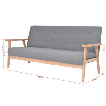 Sofa-Set 3-tlg. Stoff Hellgrau