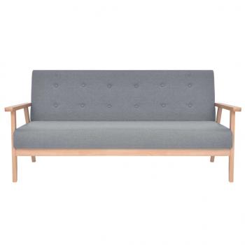 Sofa-Set 3-tlg. Stoff Hellgrau