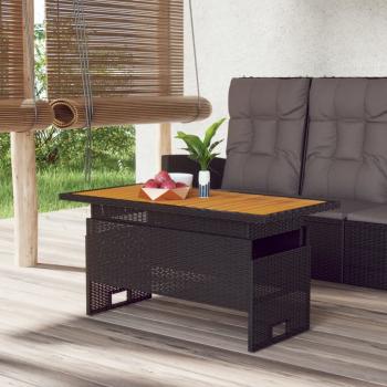 ARDEBO.de - Gartentisch Schwarz 100x50x43/63 cm Akazienholz & Poly Rattan