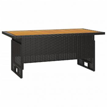 Gartentisch Schwarz 100x50x43/63 cm Akazienholz & Poly Rattan